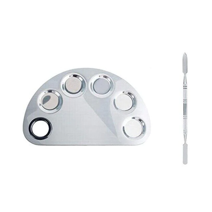 Professional Makeup Mixing Palette & Spatula Set - Stainless Steel Cosmetic Tool