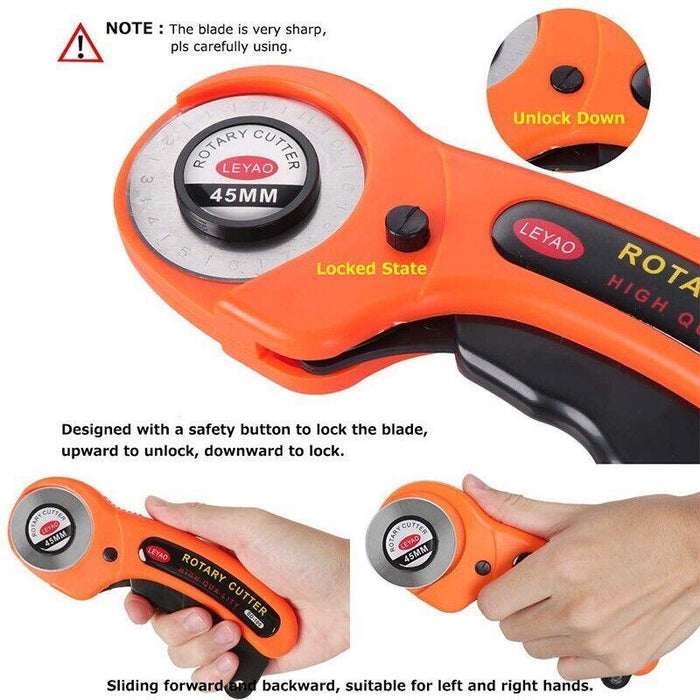 Professional Quilting Roll Fabric Rotary Cutter +10PCS Blade 45mm