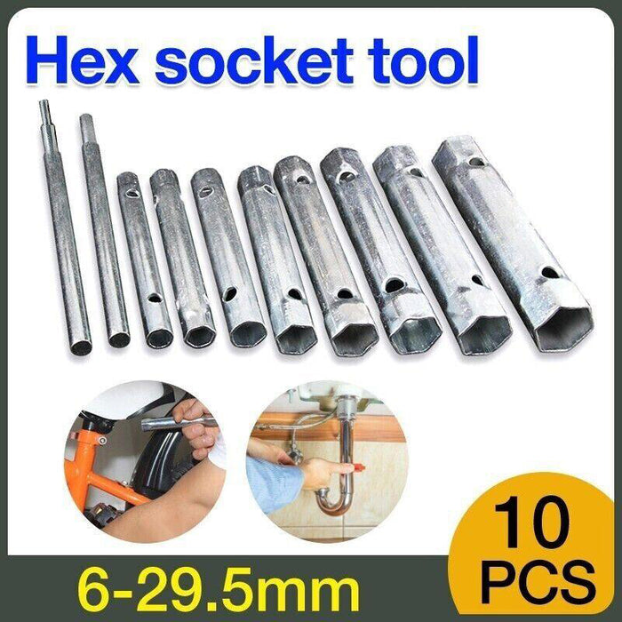 10PCS Plumber Tap Spark Plug Wrench set, Hex Socket Tap Tube Spanner set