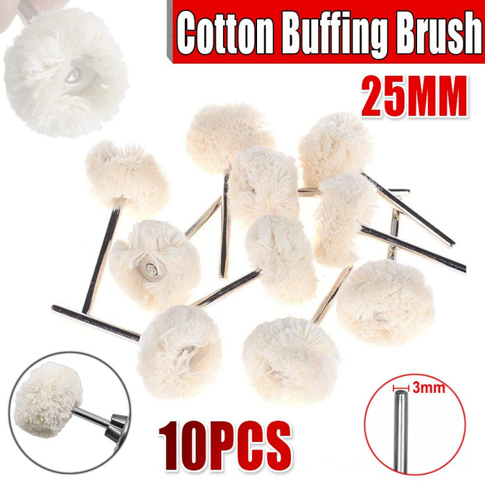 10PCS Cotton Wheel Buffing Brush Dremel Polisher Drill Bit Tool