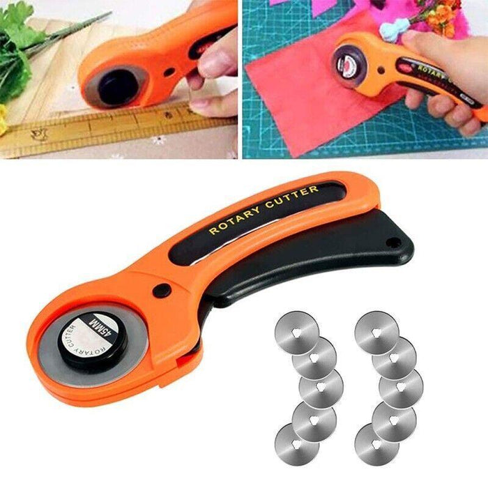 Professional Quilting Roll Fabric Rotary Cutter +10PCS Blade 45mm