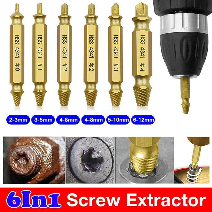 6PCS Damaged Screw Extractor Speed Out Drill Bits Tool Set