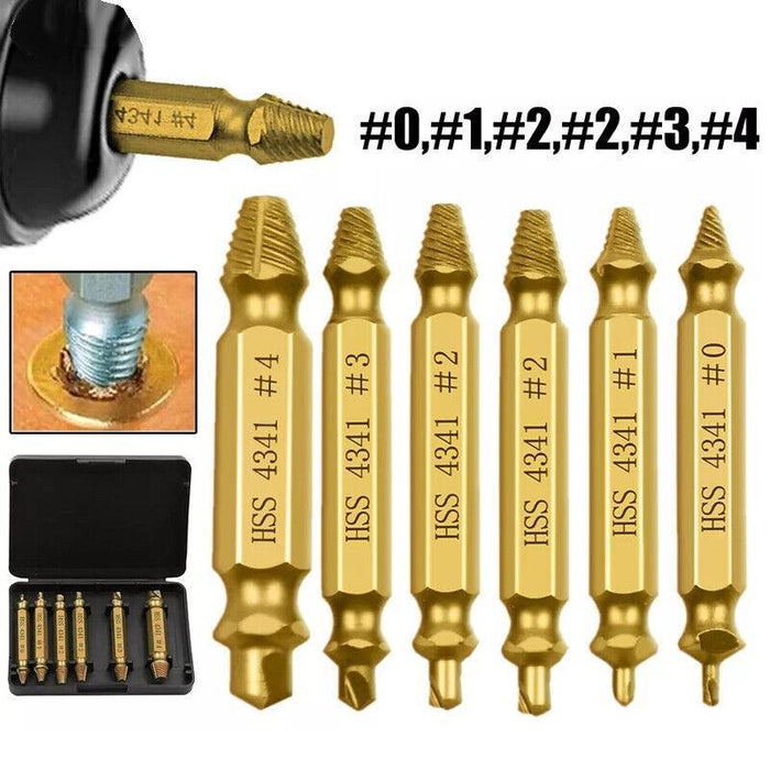 6PCS Damaged Screw Extractor Speed Out Drill Bits Tool Set