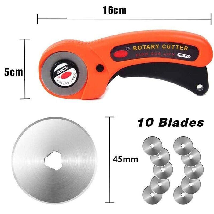Professional Quilting Roll Fabric Rotary Cutter +10PCS Blade 45mm