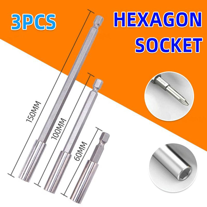 3PCS Hex Shank Magnetic Screwdriver Extension Socket Drill Bit Holder 6.35MM