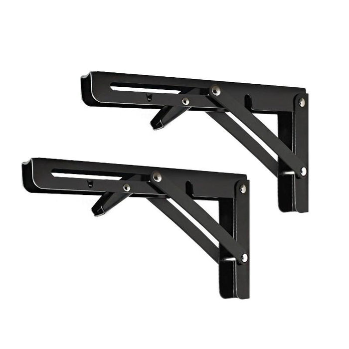 2PCS Table Bracket Folding Stainless Steel 150KG Black 14in