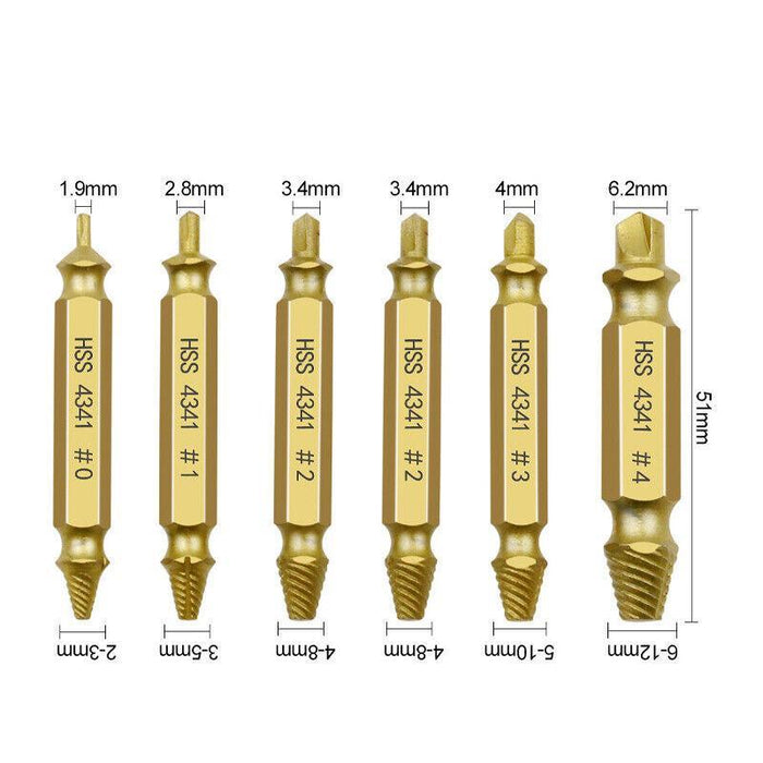 6PCS Damaged Screw Extractor Speed Out Drill Bits Tool Set
