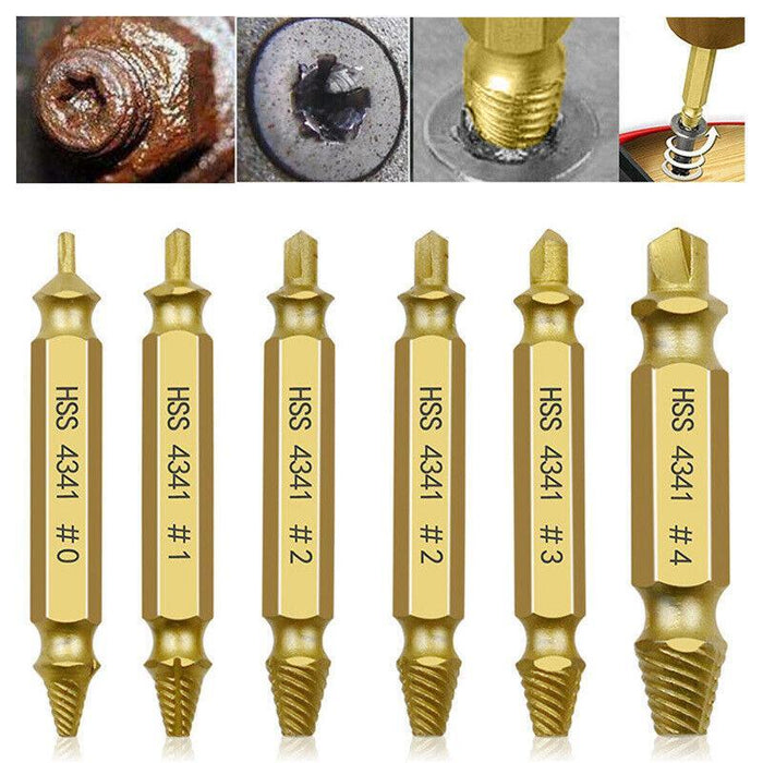 6PCS Damaged Screw Extractor Speed Out Drill Bits Tool Set