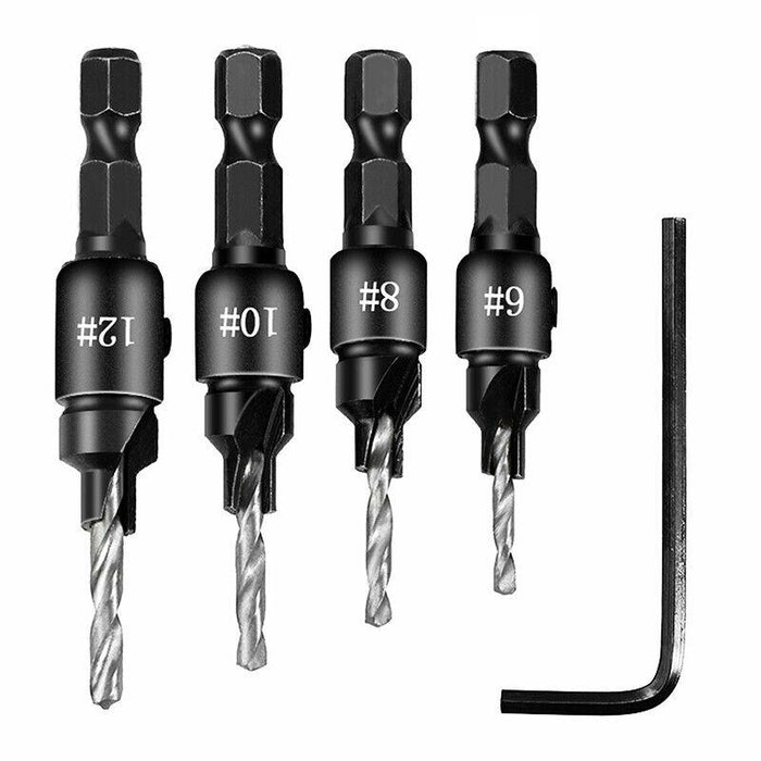 Woodworking Opener Steel Drill Bit #6 #8 #10 #12 Silver