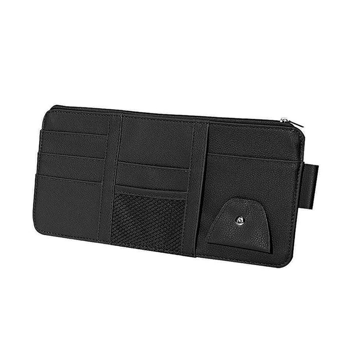 Car Sun Visor Organizer Pocket Card Storage Pouch Holder with Zipper Net Black