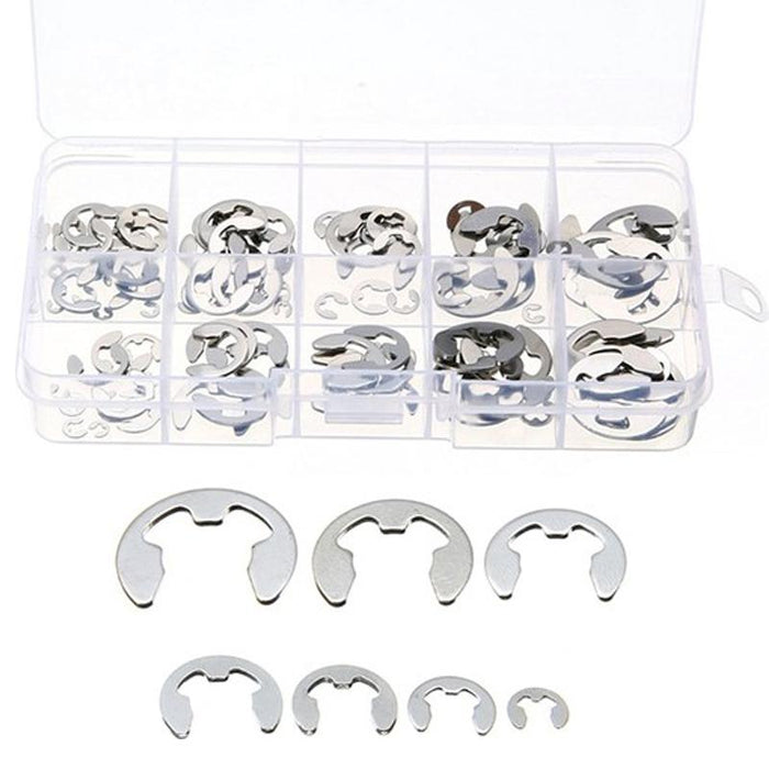 120pcs Stainless Steel E-Clip Assortment Tool Kit Retaining Circlips 1.5 To 10mm