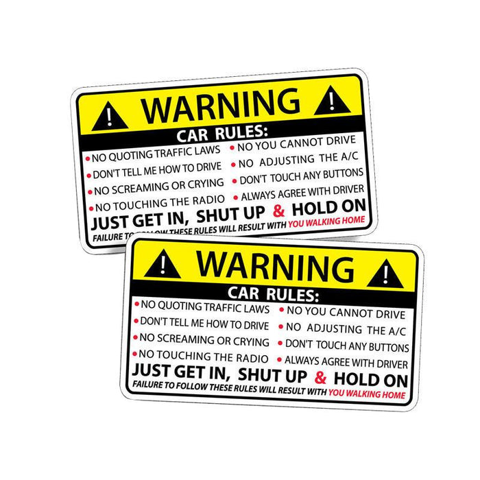 x2 Warning Rules Decal Sticker Funny For JDM Car Truck Bumper Window SUV