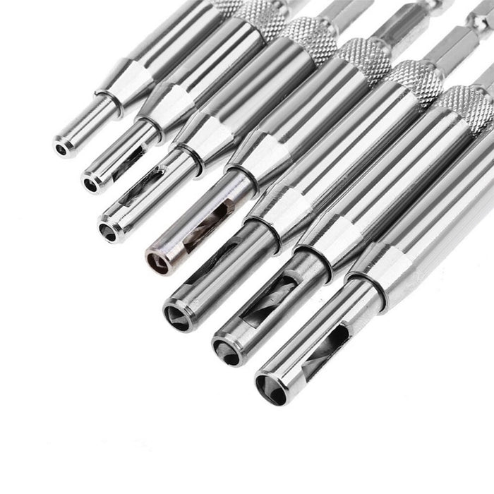 7-Piece Centre Drill Bits Set Self Centering Hinge Hole Drilling 1/4" Hex Shank