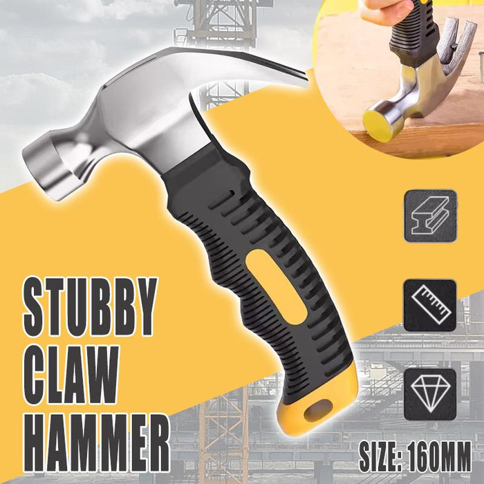 Stubby Claw Hammer Carbon Steel All Purpose Rubber Grip Small Area Shockproof