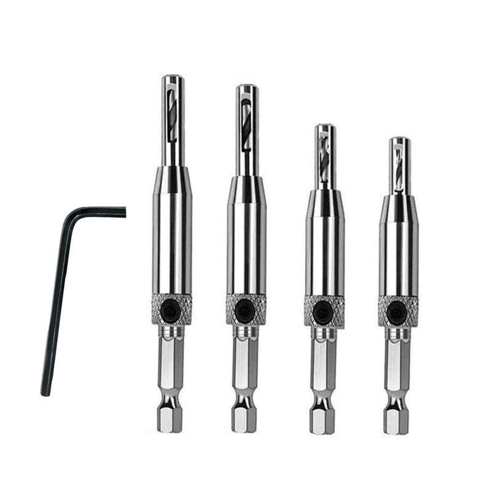 4x Self-Centering Drill Bits Hex Shank Pilot Door Drawer Hinge Hole Screw