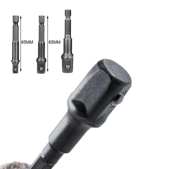 3PC Drill Socket Adaptor Hex Drive To 1/4" 3/8" 1/2" Impact Drill BIts Driver