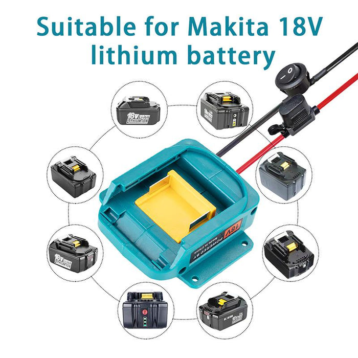 Battery Power Mount Connector Adapter For makita 18V Dock Holder with Cables