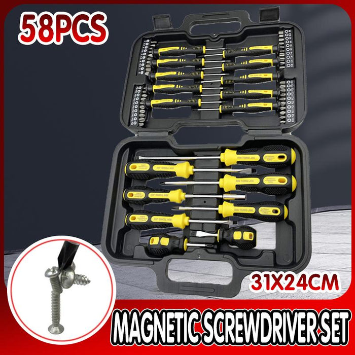 58Pcs Magnetic Screwdriver Set Slotted Phillips Bit Hex Pozidriv Torx Key Bit
