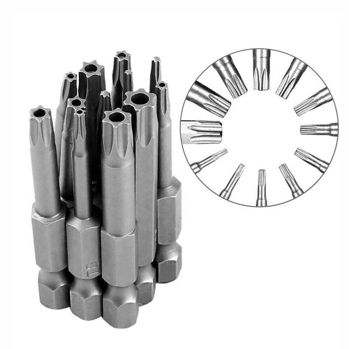 Torx Head Magnetic Screw Driver Bit Set 12pc Hex Shank