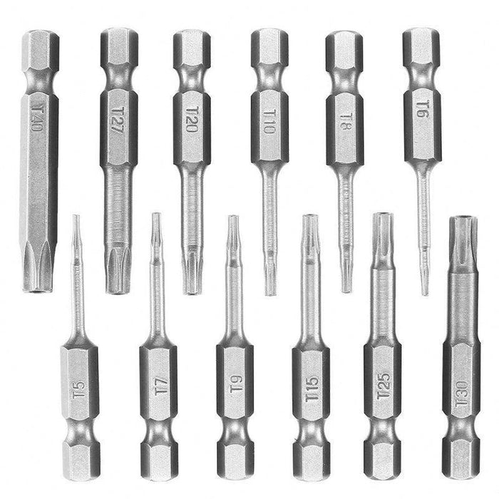 Torx Head Magnetic Screw Driver Bit Set 12pc Hex Shank