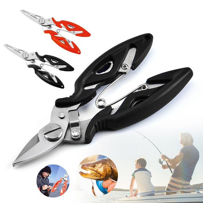 Fishing Pliers Scissors Line Cutter Braid Split Ring Tool Lip Grip TACKLE