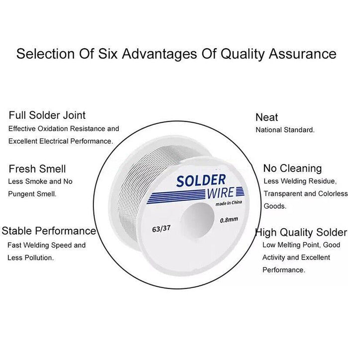 63/37 Tin Solder Wire with Rosin Core, 1.0mm, 100g, 2.2% Flux