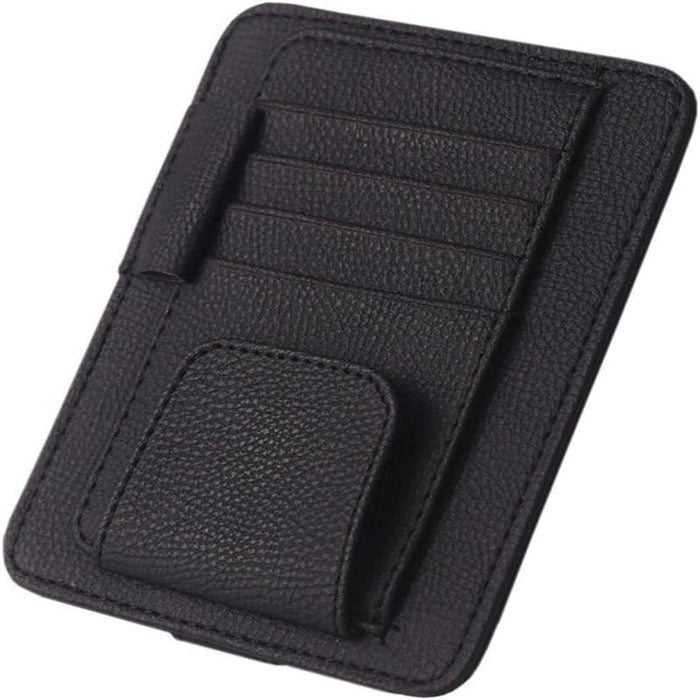 Sun Visor Organizer Card Sunglasses Holder Storage Leather Bag Car Large Pouch