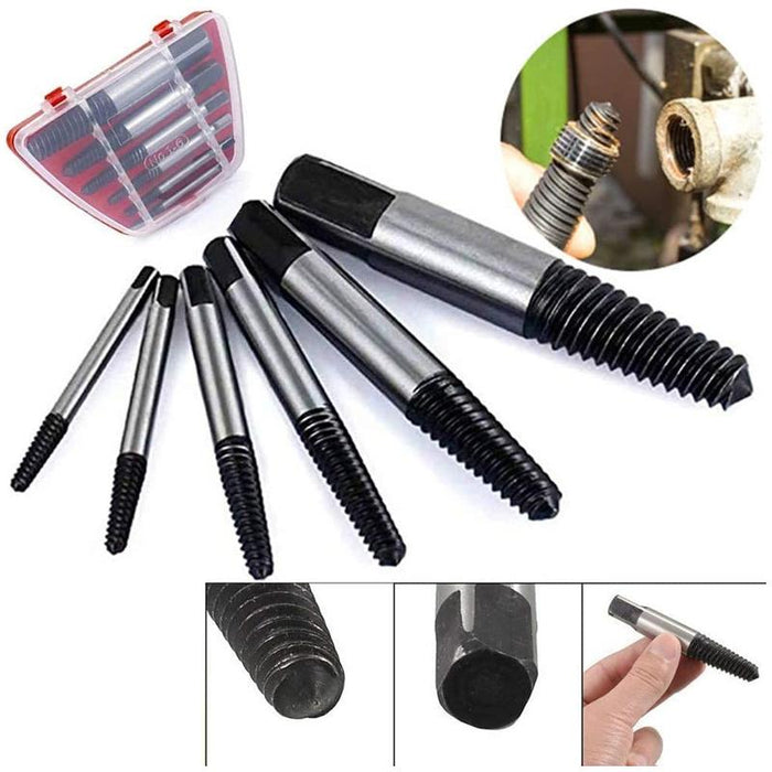 6 Pcs Damaged Screw Bolt Extractor Ezy Out Set Easy Broken Screw Remover Kit