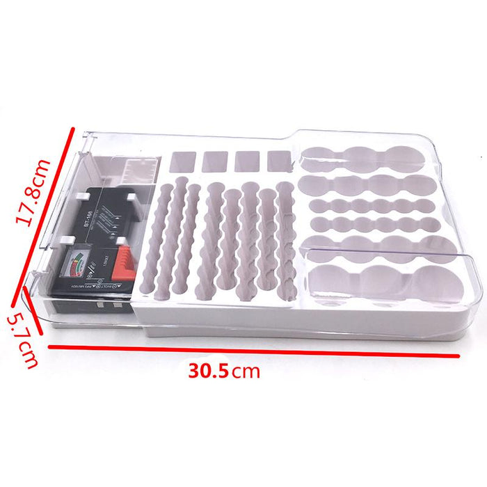 93 Slot Battery Storage Organizer Holder With Digital LCD Battery Tester