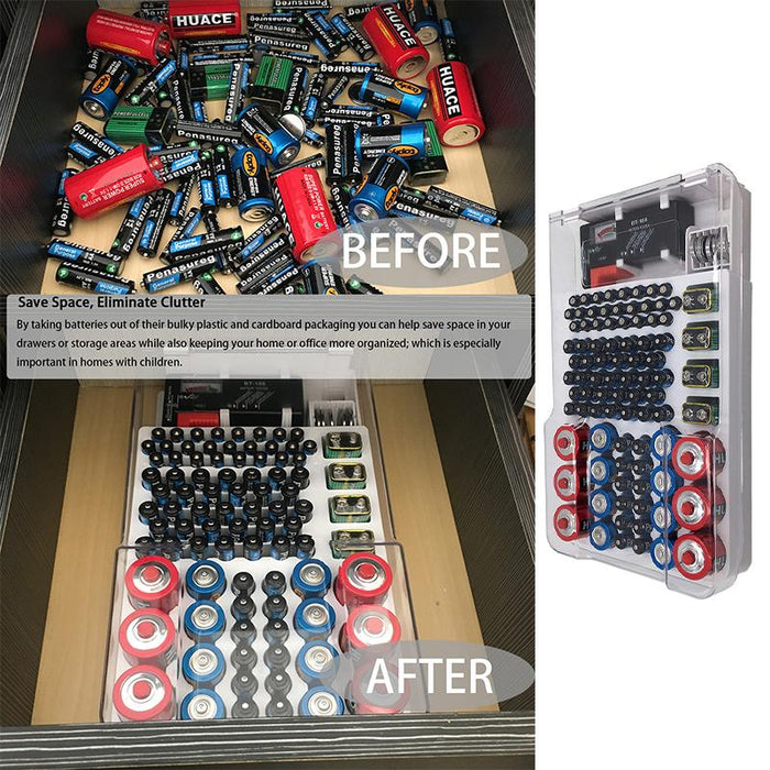 93 Slot Battery Storage Organizer Holder With Digital LCD Battery Tester