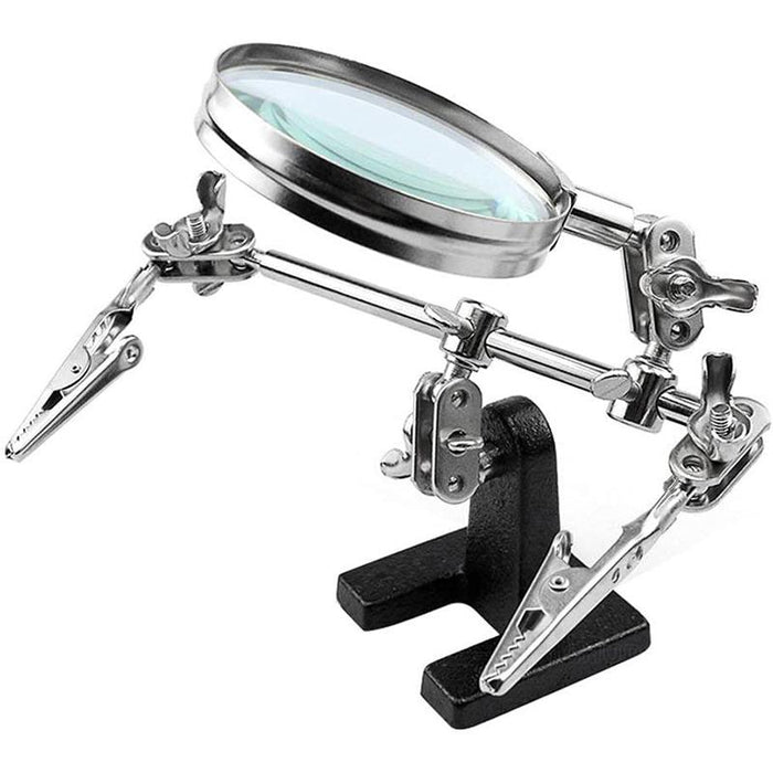Helping 3rd Hand Soldering Iron Hobby Tool Vise Clamp Magnifying Glass + Station