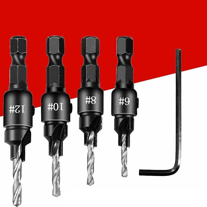 Woodworking Opener Steel Drill Bit #6 #8 #10 #12 Silver