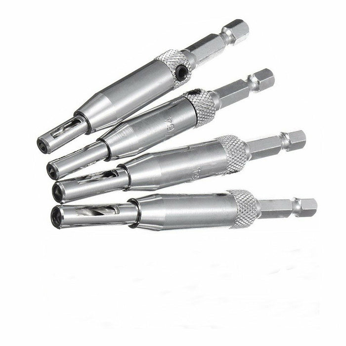 7-Piece Centre Drill Bits Set Self Centering Hinge Hole Drilling 1/4" Hex Shank