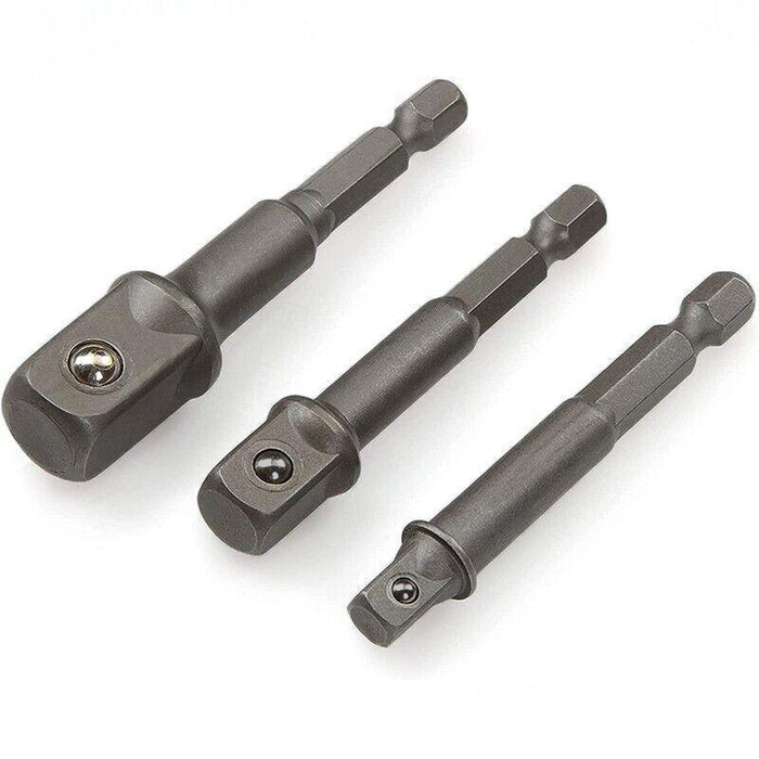 3PC Drill Socket Adaptor Hex Drive To 1/4" 3/8" 1/2" Impact Drill BIts Driver