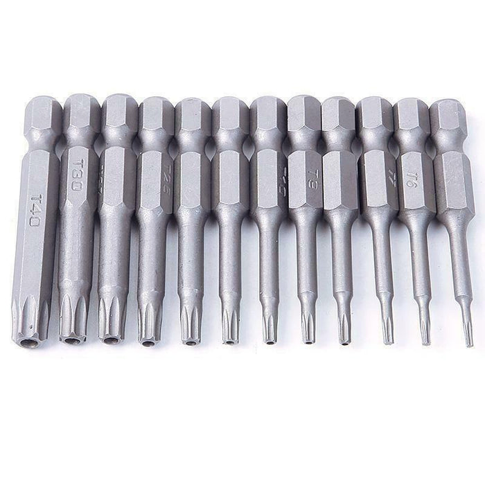 Torx Head Magnetic Screw Driver Bit Set 12pc Hex Shank
