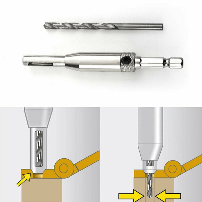 7-Piece Centre Drill Bits Set Self Centering Hinge Hole Drilling 1/4" Hex Shank