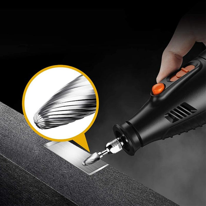 10PCS 6MM Head Tungsten Steel Carbide Rotary Burr Bur Die Grinder Bit + Case Set