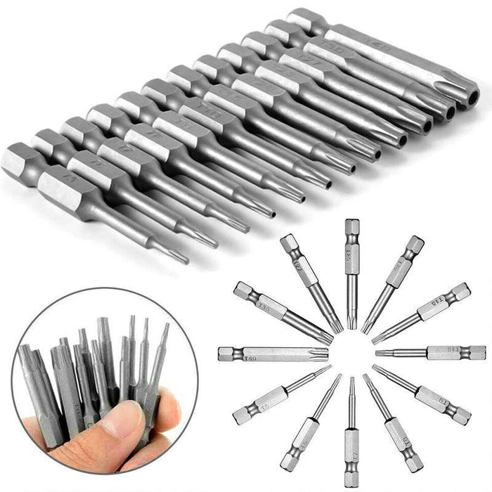 Torx Head Magnetic Screw Driver Bit Set 12pc Hex Shank