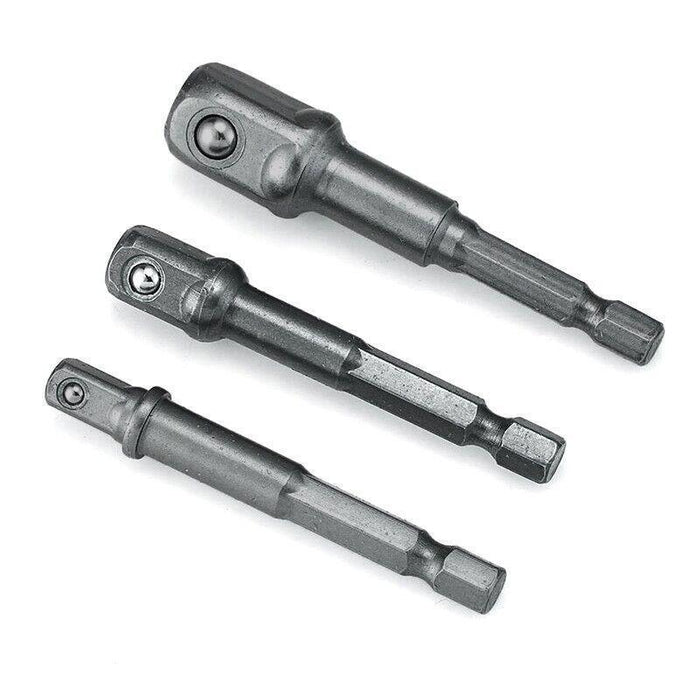 3PC Drill Socket Adaptor Hex Drive To 1/4" 3/8" 1/2" Impact Drill BIts Driver