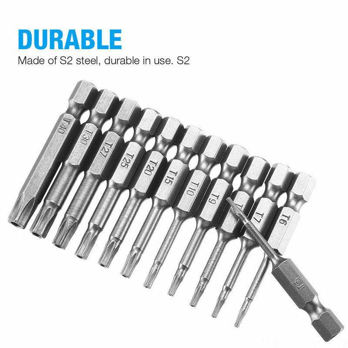 Torx Head Magnetic Screw Driver Bit Set 12pc Hex Shank