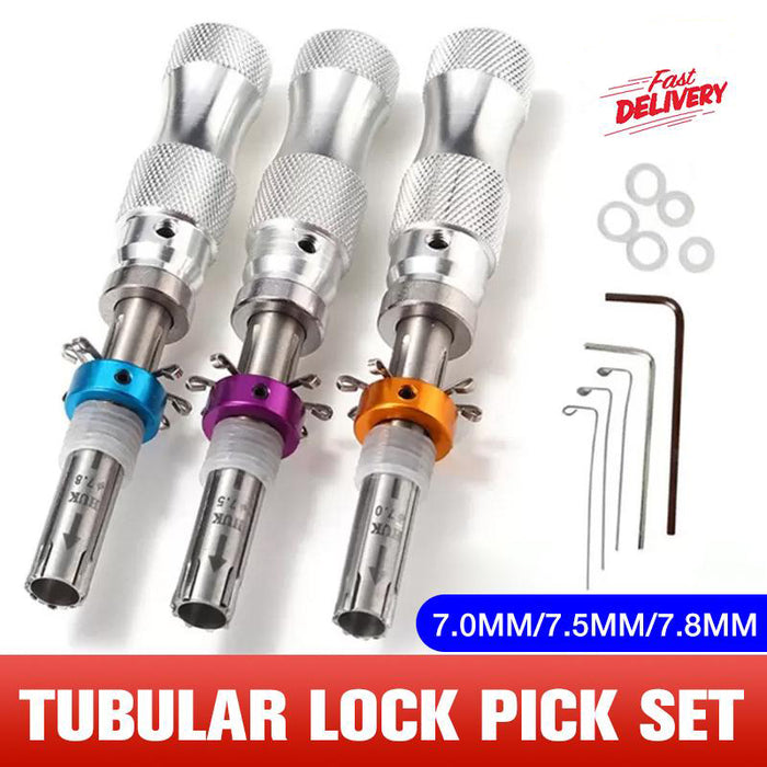 3X Tubular Locksmith Lock Tool Equipment 7.00MM 7.5MM 7.8MM Steel Set
