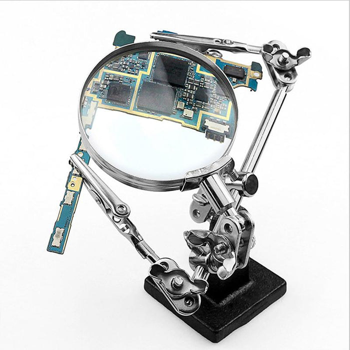 Helping 3rd Hand Soldering Iron Hobby Tool Vise Clamp Magnifying Glass + Station