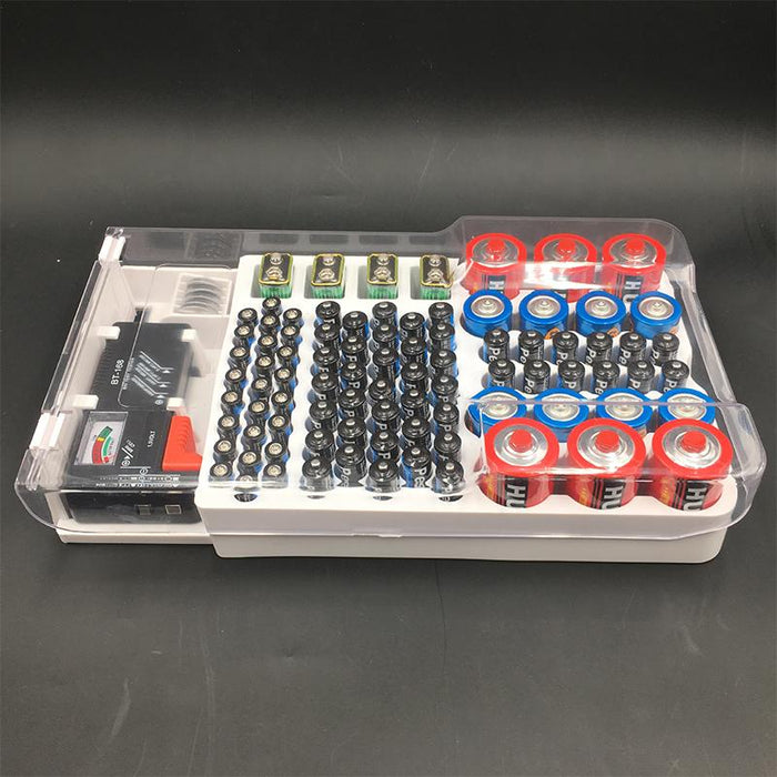 93 Slot Battery Storage Organizer Holder With Digital LCD Battery Tester