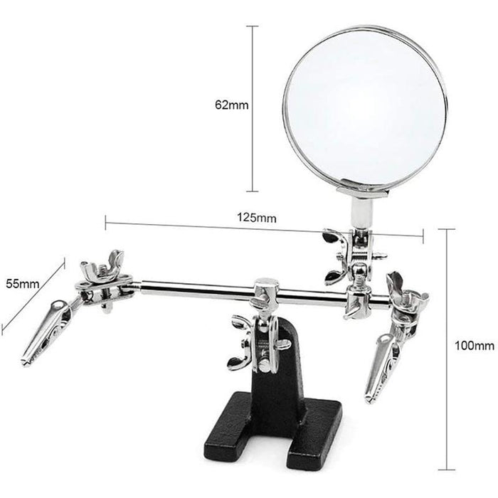 Helping 3rd Hand Soldering Iron Hobby Tool Vise Clamp Magnifying Glass + Station