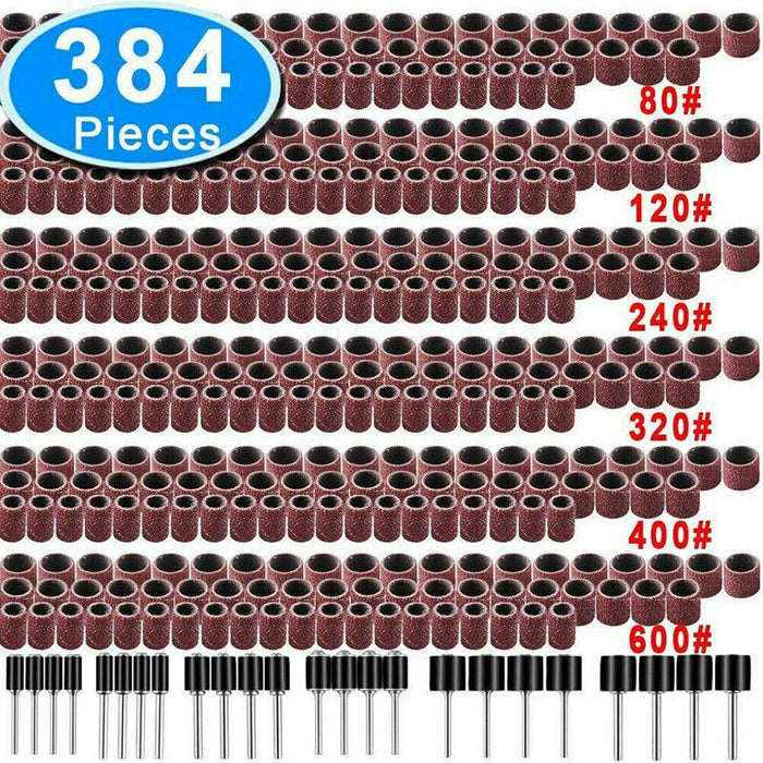 384Pcs Drum Sanding Kit For Nail Drill Bits Dremel Accessories Rotary Tool Set