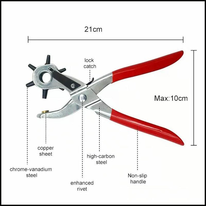 Leather Belt Eyelet Hole Punch Plier Puncher Craft Hand Tool 2mm-4.5mm Revolving
