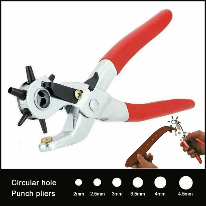 Leather Belt Eyelet Hole Punch Plier Puncher Craft Hand Tool 2mm-4.5mm Revolving