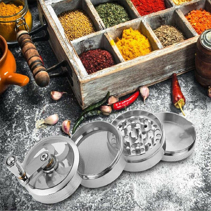 4-layer  Grinder Aluminum Herb Grinders Hand Crank Crusher Herbal Spices