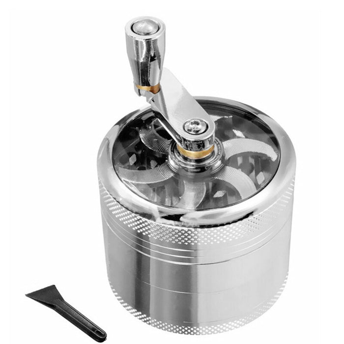 4-layer  Grinder Aluminum Herb Grinders Hand Crank Crusher Herbal Spices