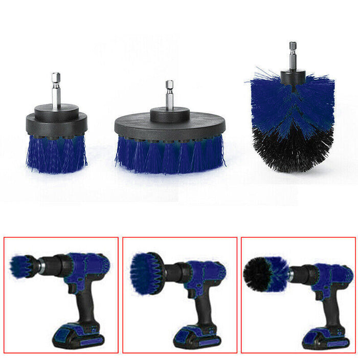 Detergent Drill Brush 3PCS Set Blue Artificial Fiber